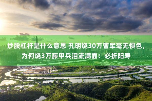 炒股杠杆是什么意思 孔明烧30万曹军毫无惧色，为何烧3万藤甲兵泪流满面：必折阳寿