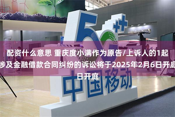配资什么意思 重庆度小满作为原告/上诉人的1起涉及金融借款合同纠纷的诉讼将于2025年2月6日开庭