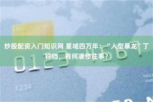 炒股配资入门知识网 星域四万年：“人型暴龙”丁铃铛，有何凄惨往事？