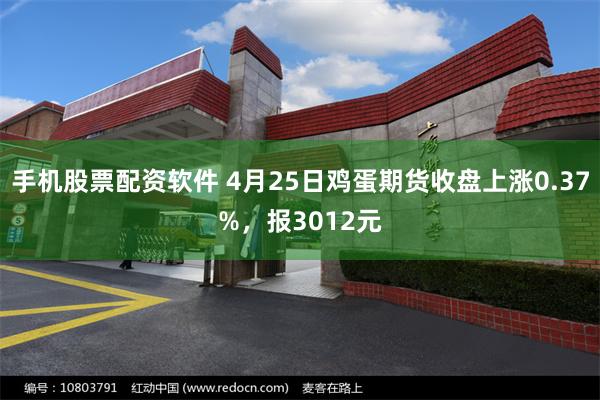 手机股票配资软件 4月25日鸡蛋期货收盘上涨0.37%，报3012元