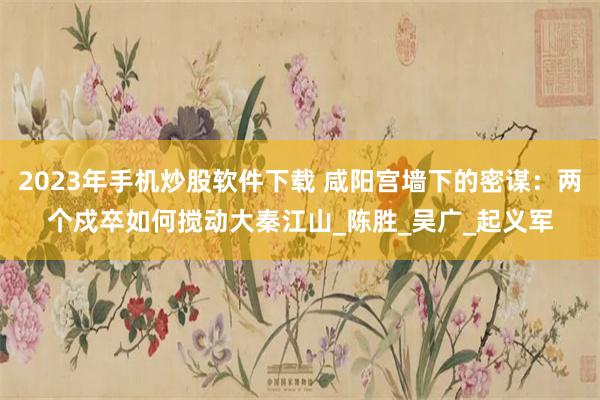2023年手机炒股软件下载 咸阳宫墙下的密谋：两个戍卒如何搅动大秦江山_陈胜_吴广_起义军